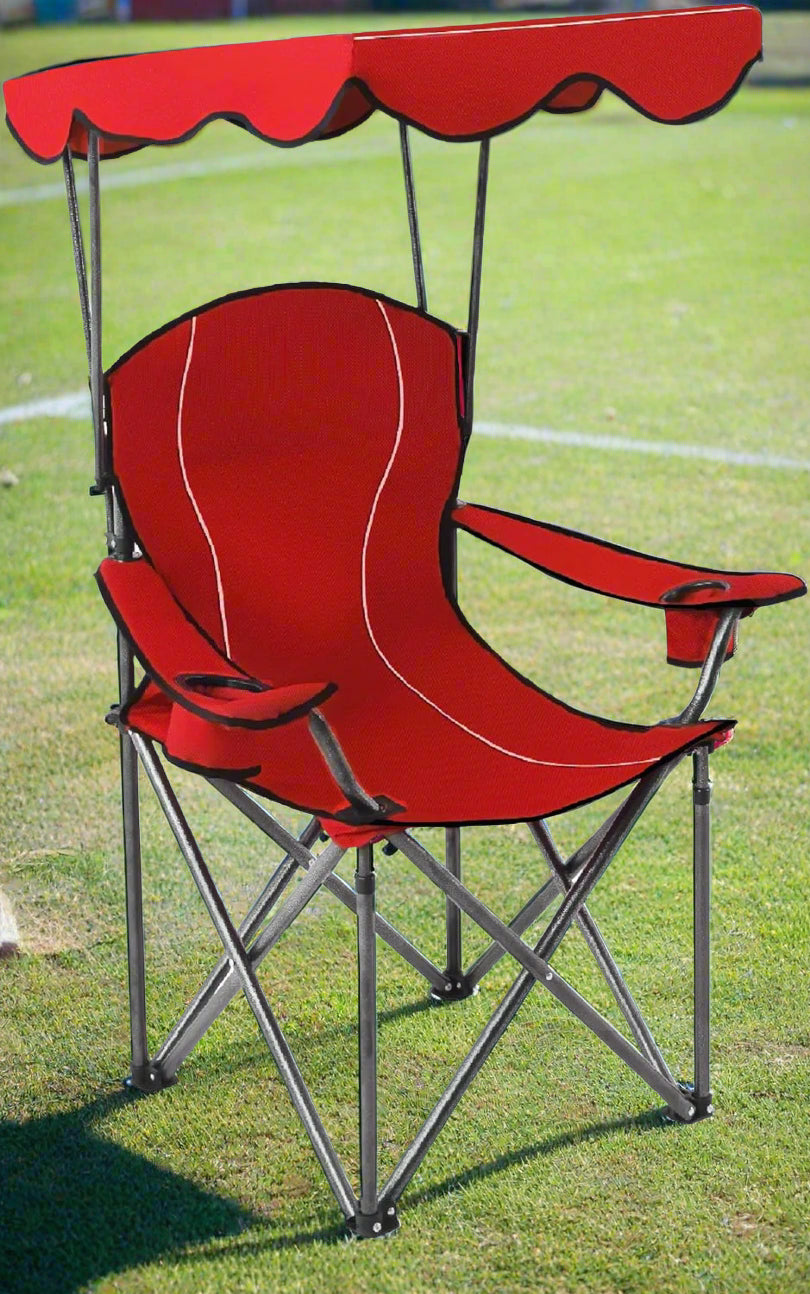 Camp Chairs with Shade Canopy Chair Folding Camping Recliner Support 350 LBS