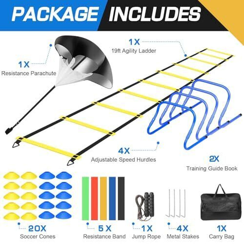 Agility Ladder Speed Training Equipment Set, 20Ft Football Ladder Soccer