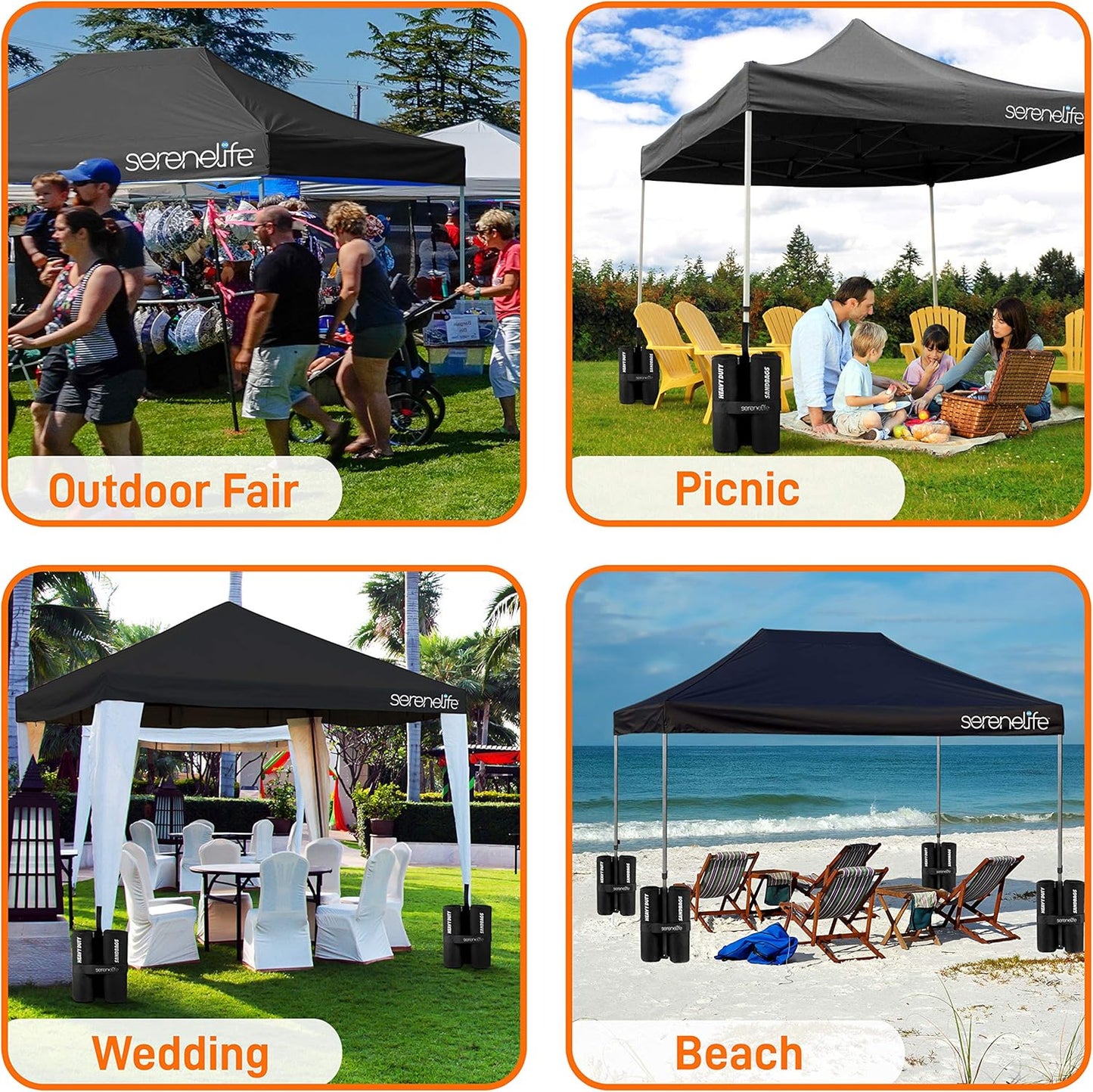 Pop up Canopy Tent 10X15 - Commercial Instant Shelter Foldable/Collapsible Sun Shade Canopy Pop up Tent W/Waterproof UV Resistant Tent Top, Portable Carry Bag & Sand Bag - SLGZ15BL (Black)