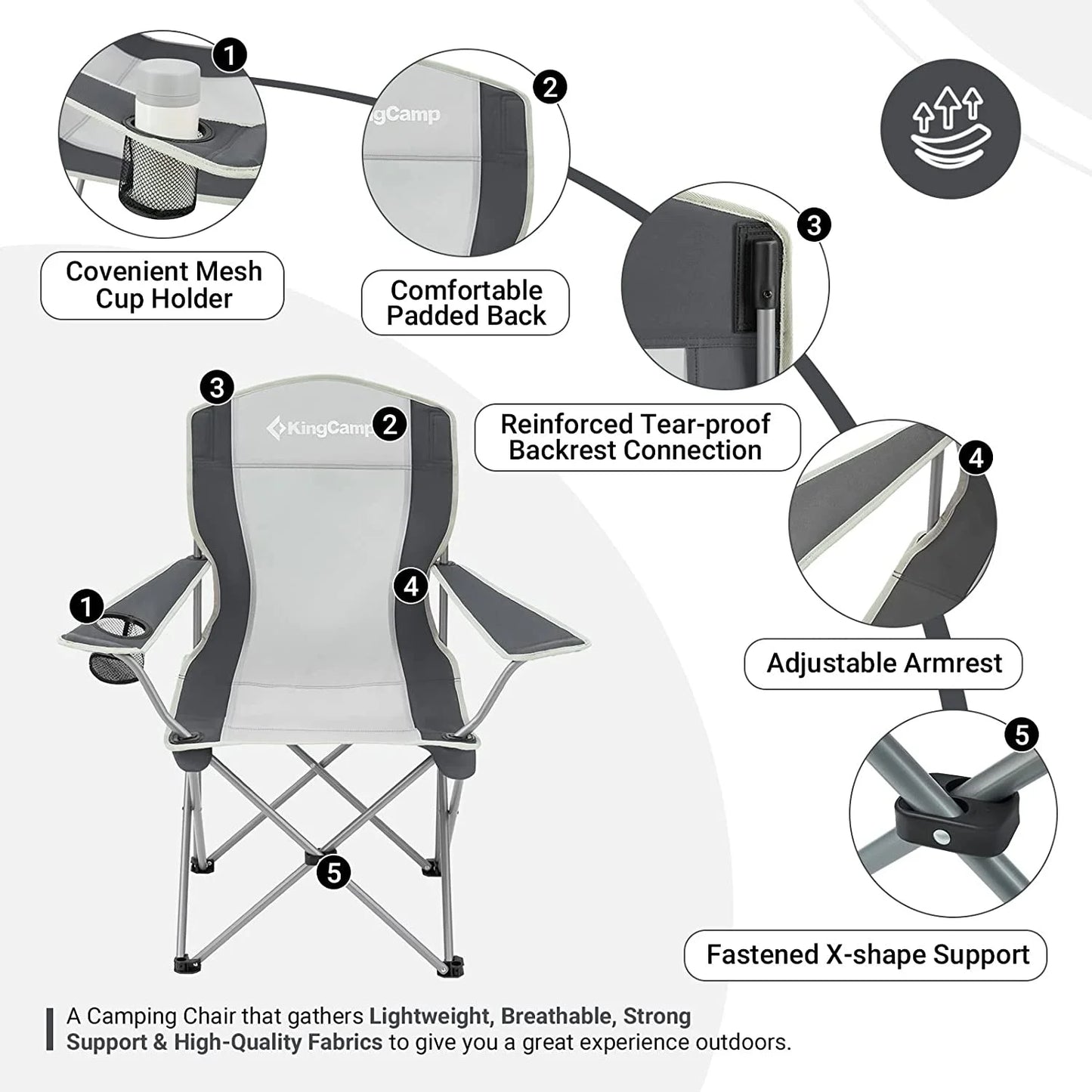 Folding Camping Chairs Portable Beach Chair Lightweight Camp Chairs Black