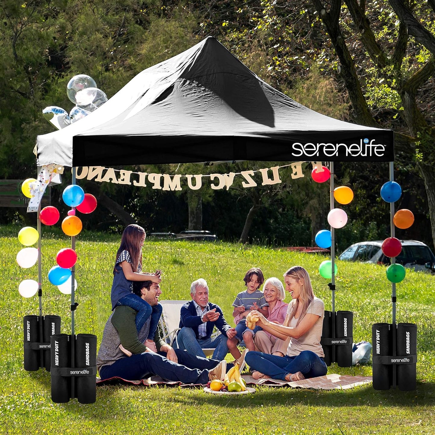 Pop up Canopy Tent 10X15 - Commercial Instant Shelter Foldable/Collapsible Sun Shade Canopy Pop up Tent W/Waterproof UV Resistant Tent Top, Portable Carry Bag & Sand Bag - SLGZ15BL (Black)