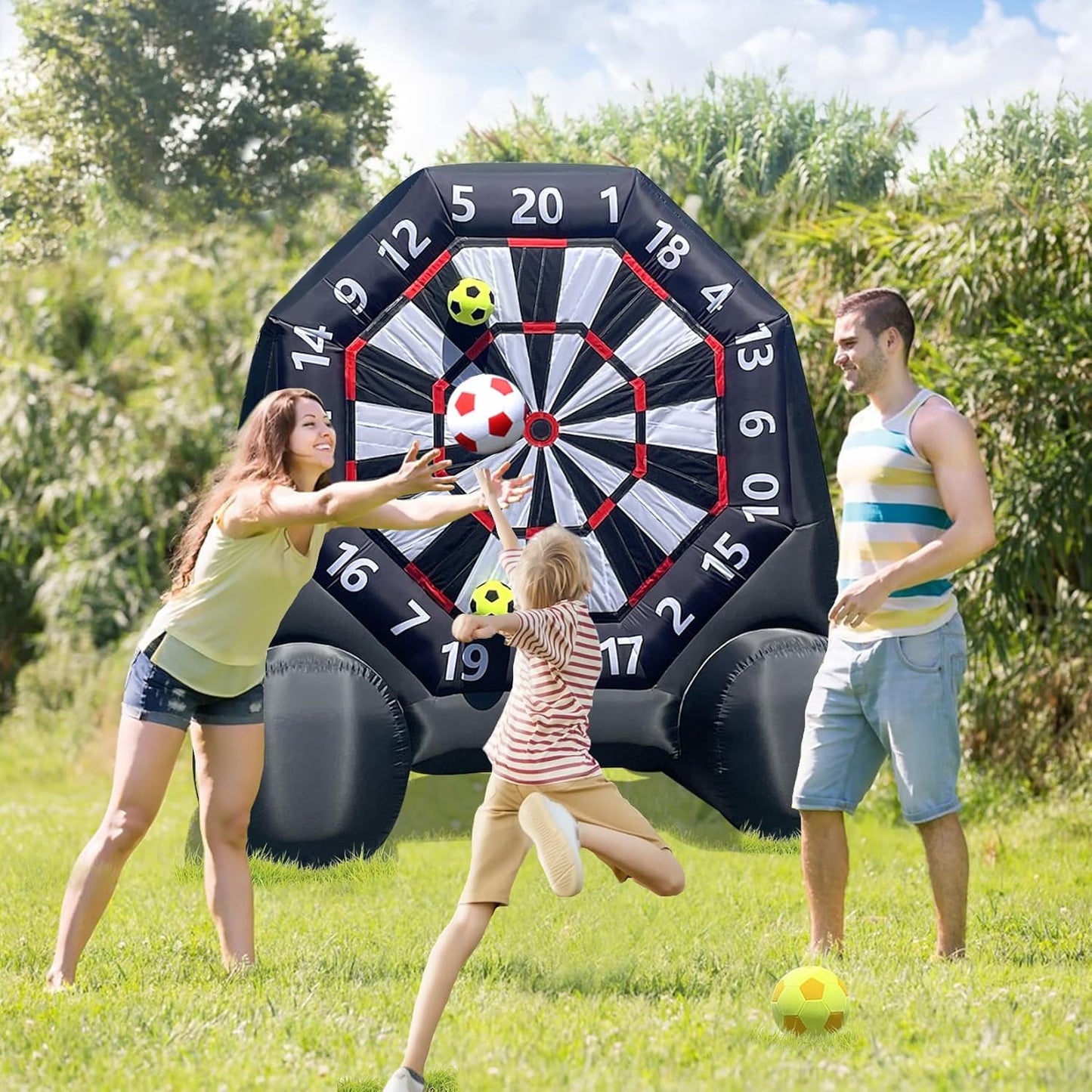 Inflatable 10Ft Giant Dartboard,Inflatable Soccer Darts Kick Darts,Outdoor Soccer & Throw Darts Game with Blower,8 Sticky Soccers