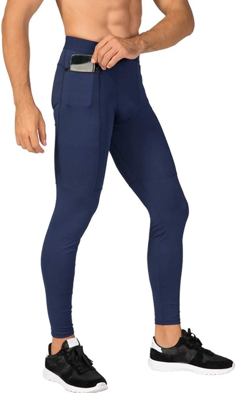 Men'S Compression Pants Workout Athletic Leggings Running Gym Tights with Pockets