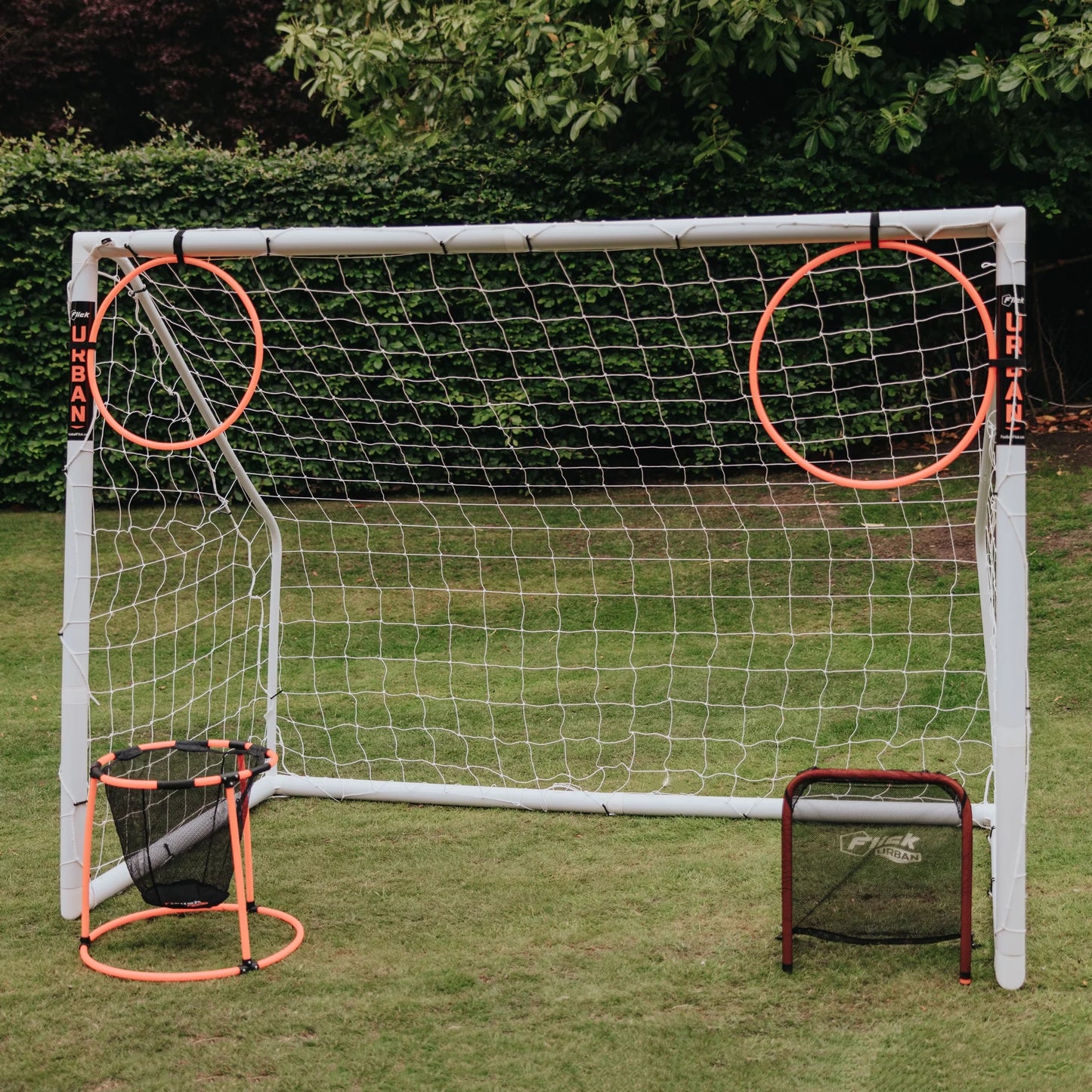 - Urban Soccer Skills Set. 4 in 1 Soccer Trainer. Includes Basket, Targets and Net. Soccer Equipment