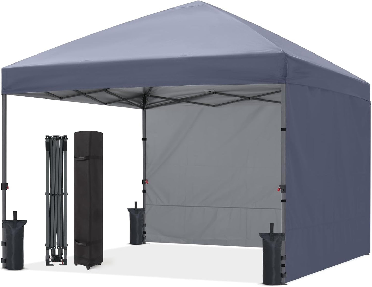 Easy Pop up Canopy Tent with 2 Sidewalls for Outdoor Sun Blocking or Rain Protection,10X10, Gray