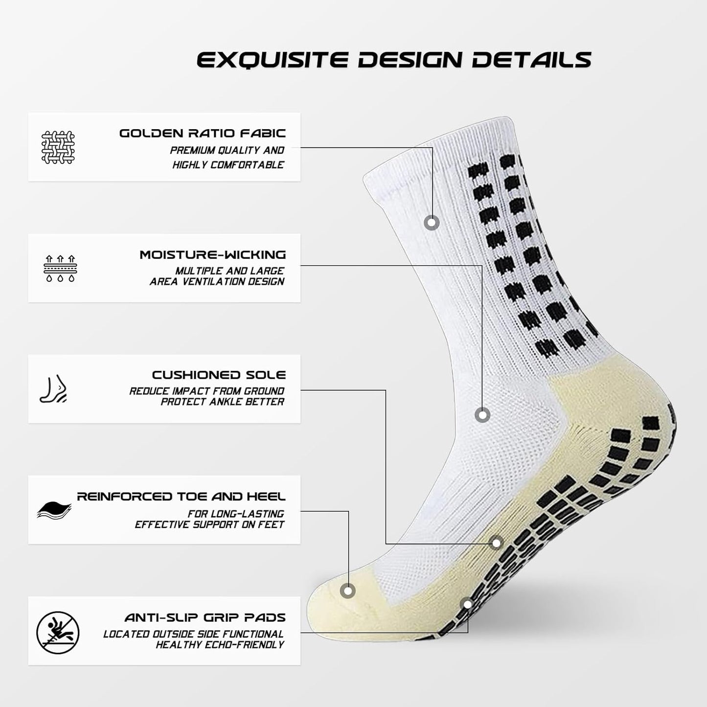 Grip Soccer Socks anti Slip Non Slip Men'S Athletic Socks for Football Basketball Sports, 4 Pair