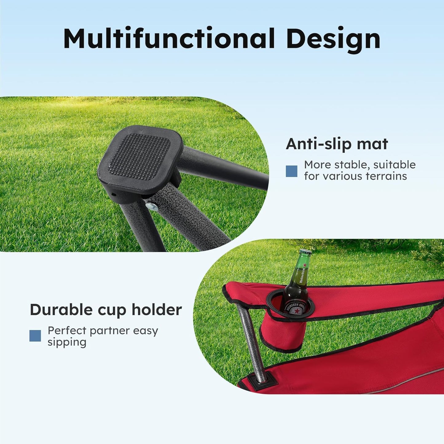 Camp Chairs with Shade Canopy Chair Folding Camping Recliner Support 350 LBS