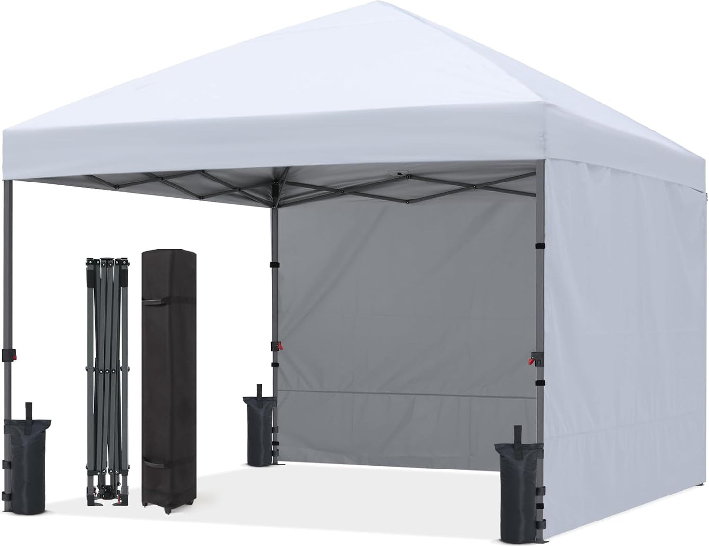 Easy Pop up Canopy Tent with 2 Sidewalls for Outdoor Sun Blocking or Rain Protection,10X10, White