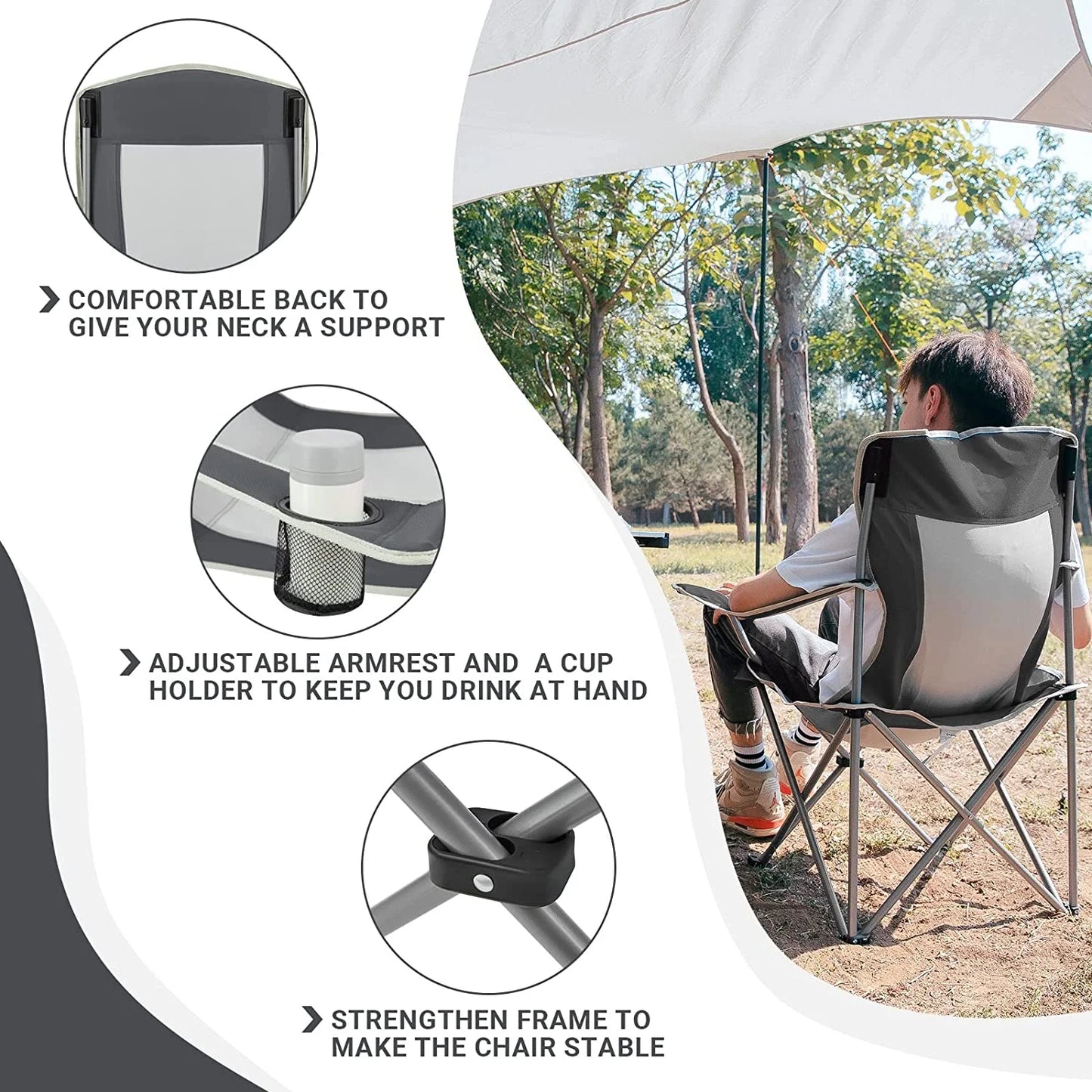Folding Camping Chairs Portable Beach Chair Lightweight Camp Chairs Black