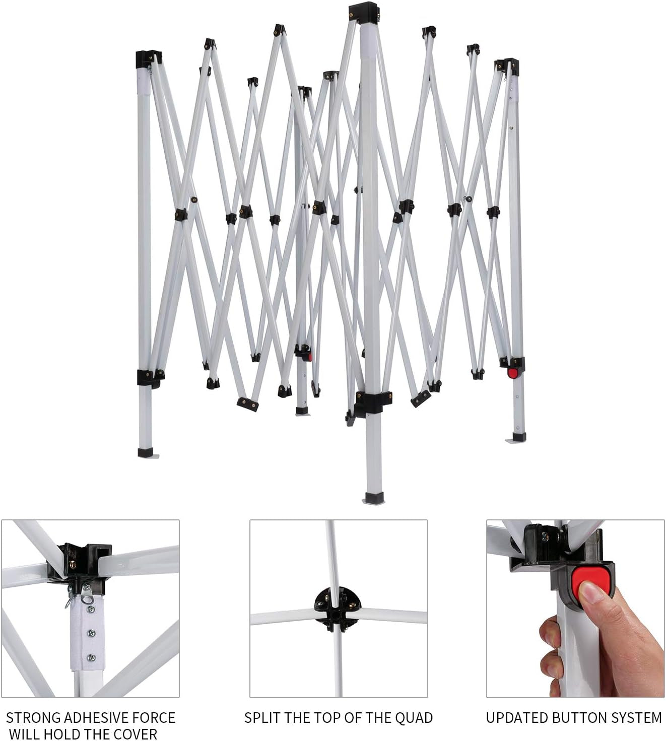 ISAGAPOY Pop up 10X10 Canopy Tent Compact Canopy, Portable Shade Instant Folding Better Air Circulation Canopy with Wheeled Bag X1 Sidewall X1 Canopy Sandbags X4 Tent Stakes X4 (Blue)