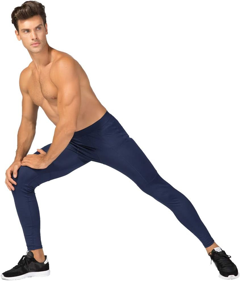 Men'S Compression Pants Workout Athletic Leggings Running Gym Tights with Pockets