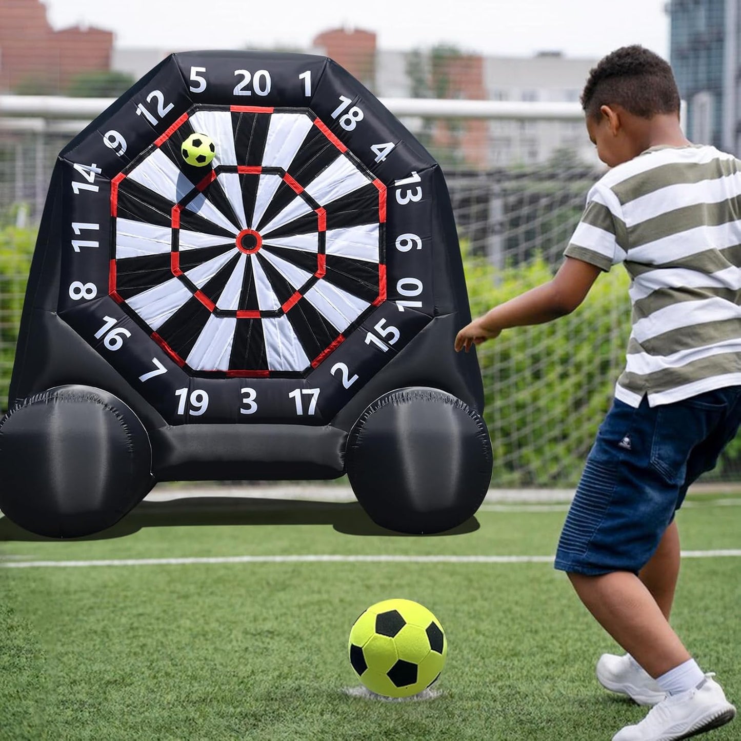 Inflatable 10Ft Giant Dartboard,Inflatable Soccer Darts Kick Darts,Outdoor Soccer & Throw Darts Game with Blower,8 Sticky Soccers
