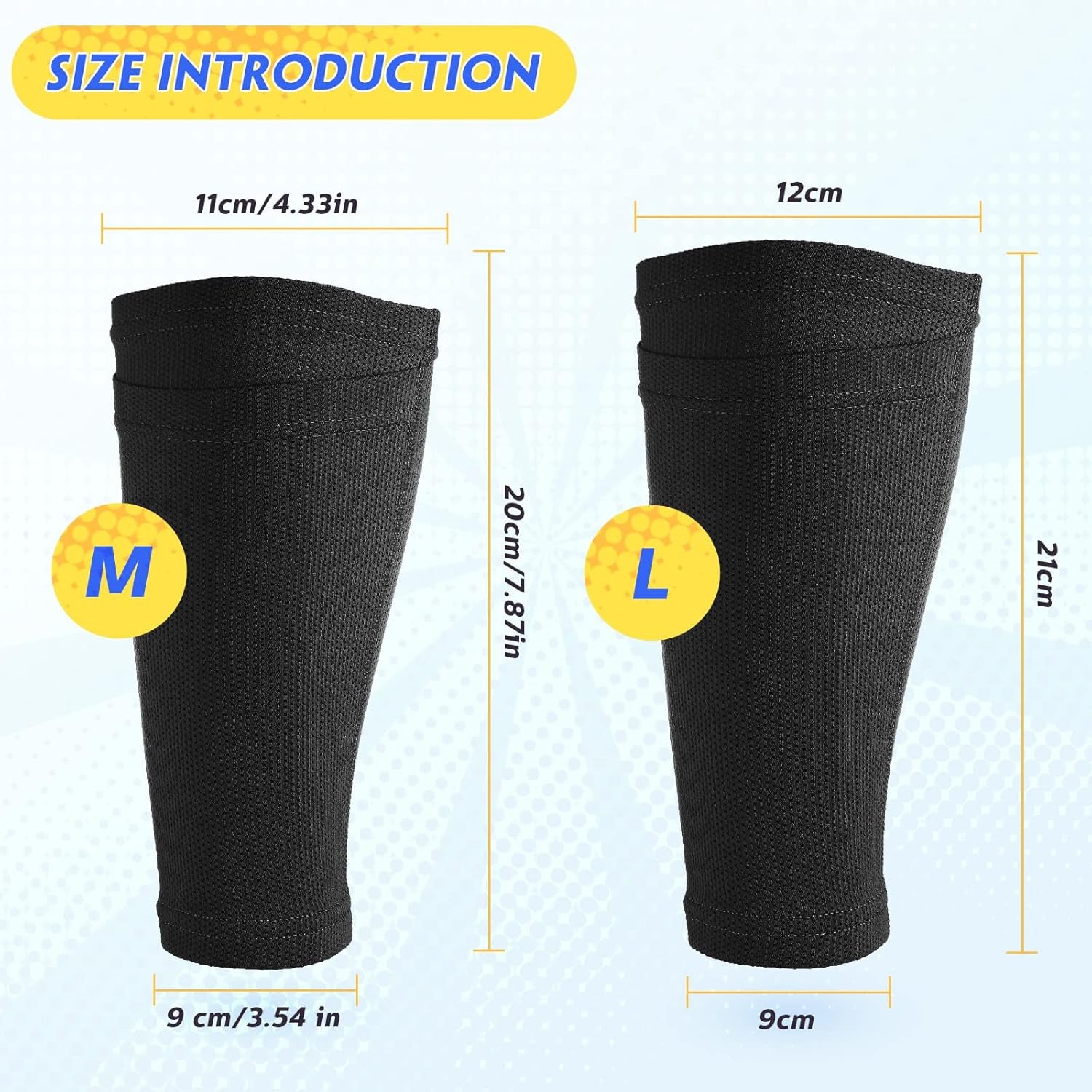 Soccer Shin Guards Sleeves 4 Pairs Flexible Soccer Shin Guard Leg Performance Support Polyester Soccer Shin Guard Sleeve Holder with Pocket for Soccer Sport(Black,L)