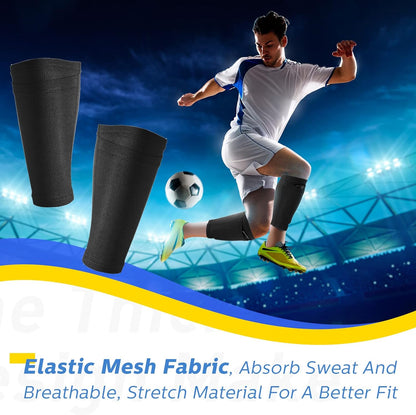 Soccer Shin Guards Sleeves 4 Pairs Flexible Soccer Shin Guard Leg Performance Support Polyester Soccer Shin Guard Sleeve Holder with Pocket for Soccer Sport(Black,L)