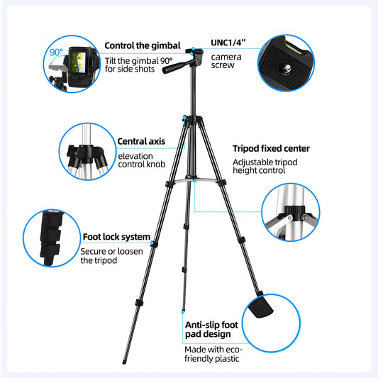 Selfie Phone Lightweight Tripod,360° Adjustable, Stable Legs, Cell Phone Tripod for Recording Heavy Duty Aluminum,Selfies/Video Recording/Vlogging/Live Streaming